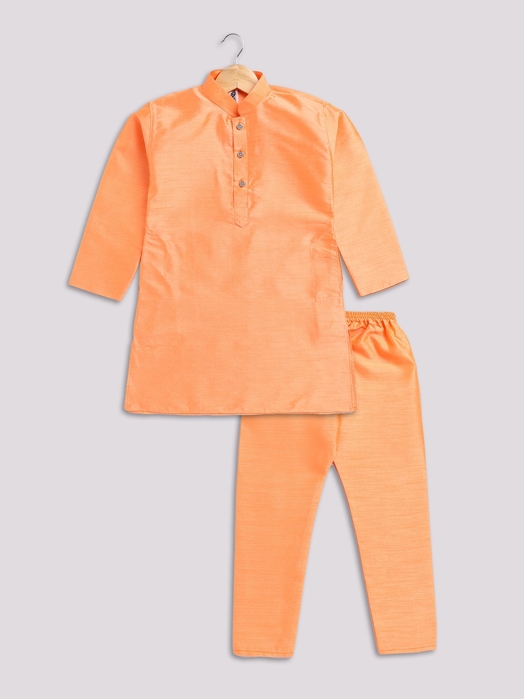 

BAESD Boys Regular Dupion Silk Kurta With Pyjamas, Orange