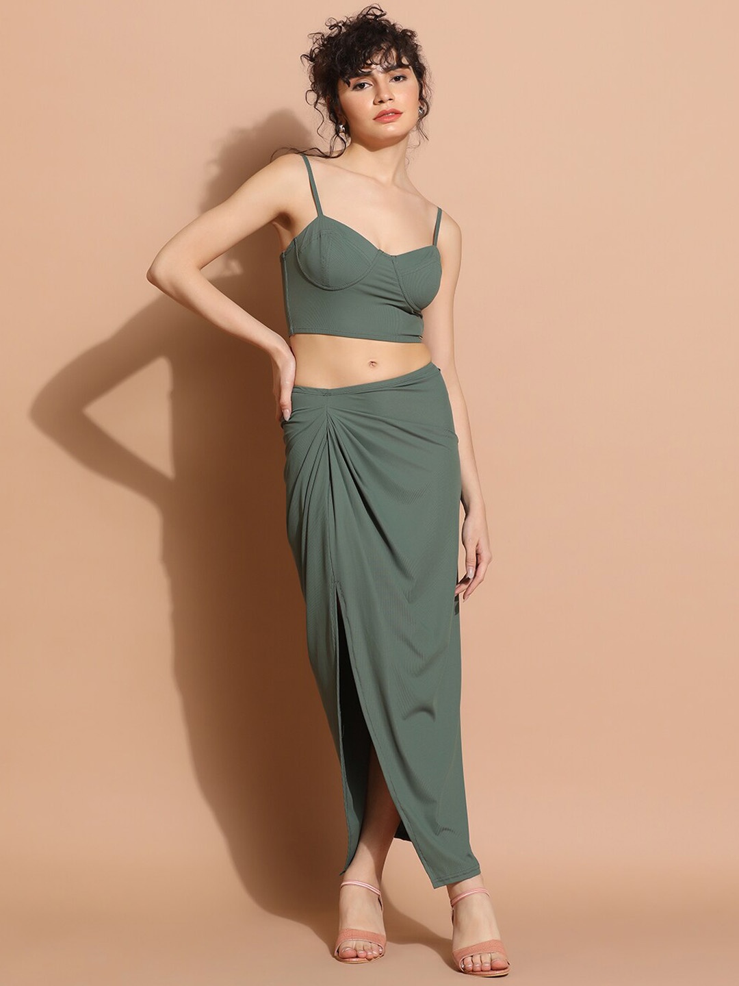 

Da Intimo Ribbed Top & Skirt, Olive