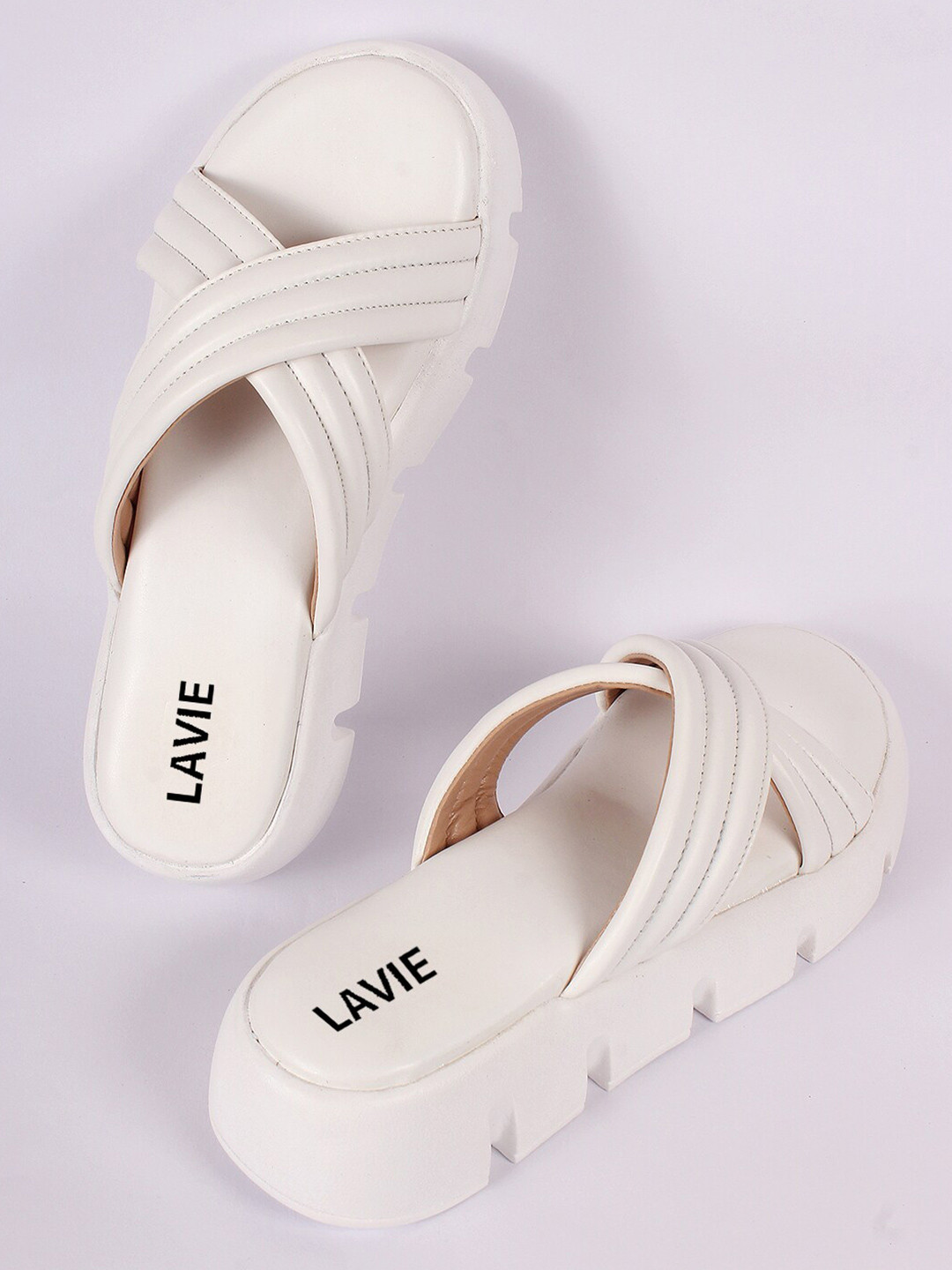 

Lavie White Flatform Sandals