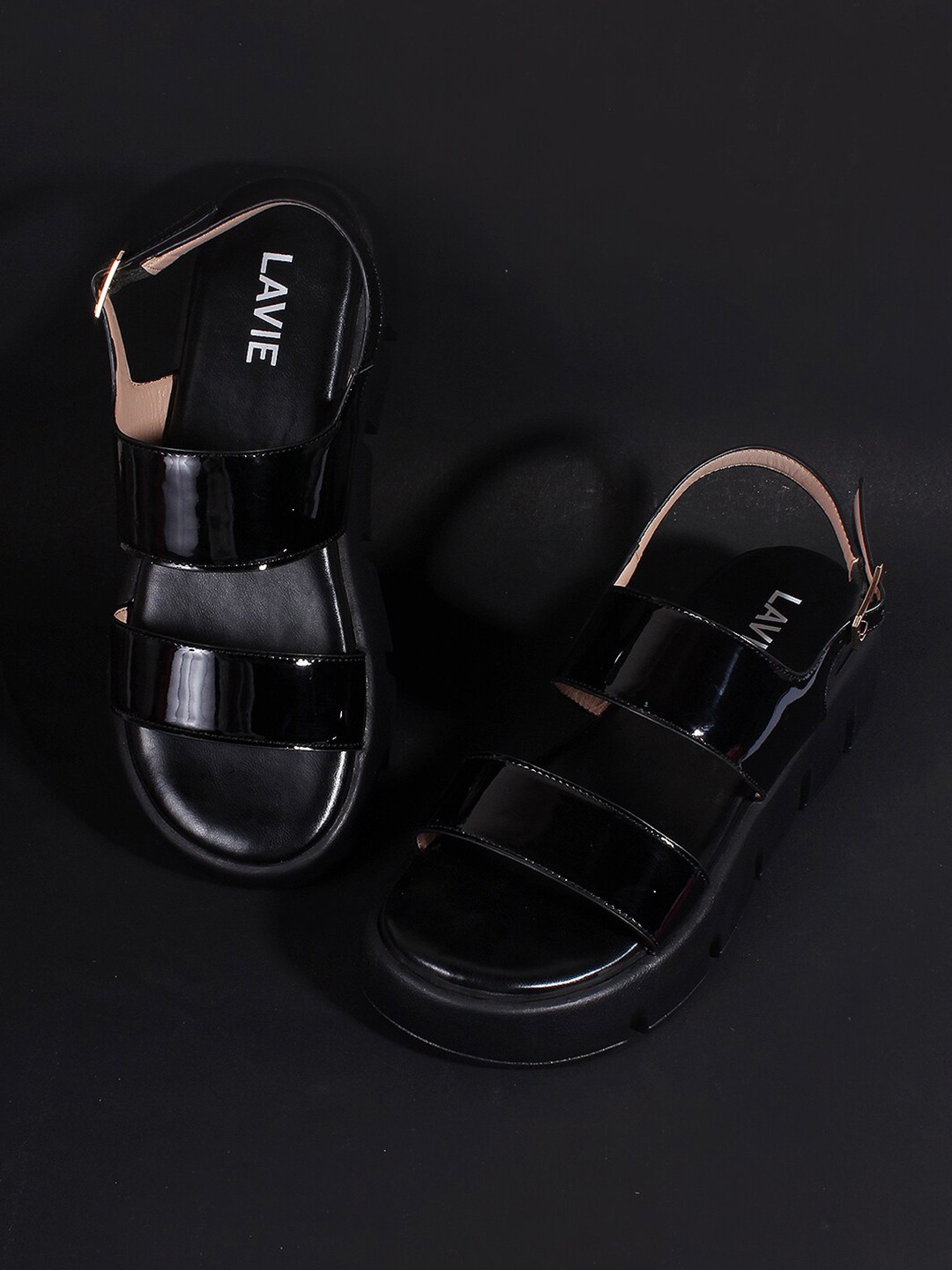 

Lavie Black Flatform Sandals