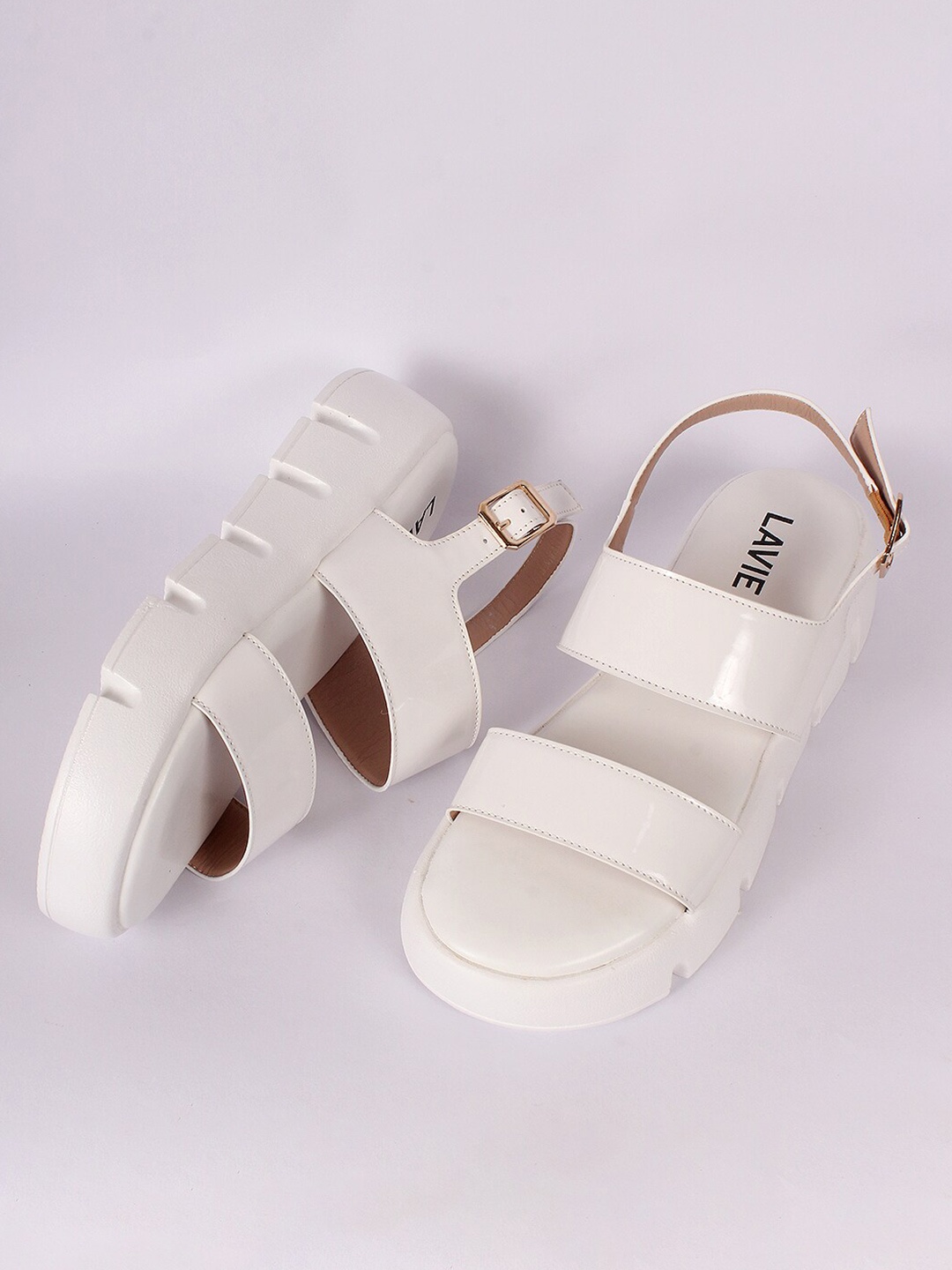 

Lavie White Flatform Sandals