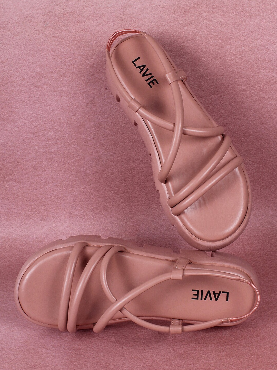 

Lavie Strappy Open Toe Flatform Heels With Backstrap, Nude