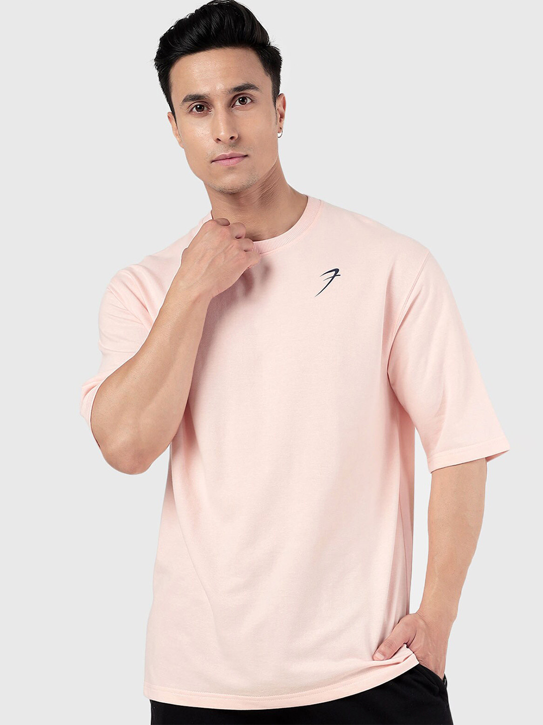 

FUAARK Oversized Drop-Shoulder Sleeves Moisture Wicking Casual T-shirt, Pink
