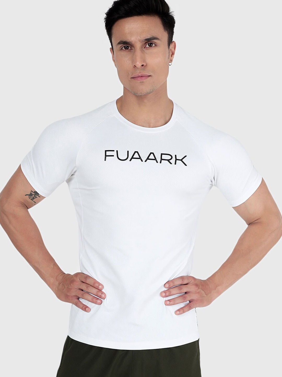 

FUAARK Typography Printed Anti Odour Sport T-shirt, White