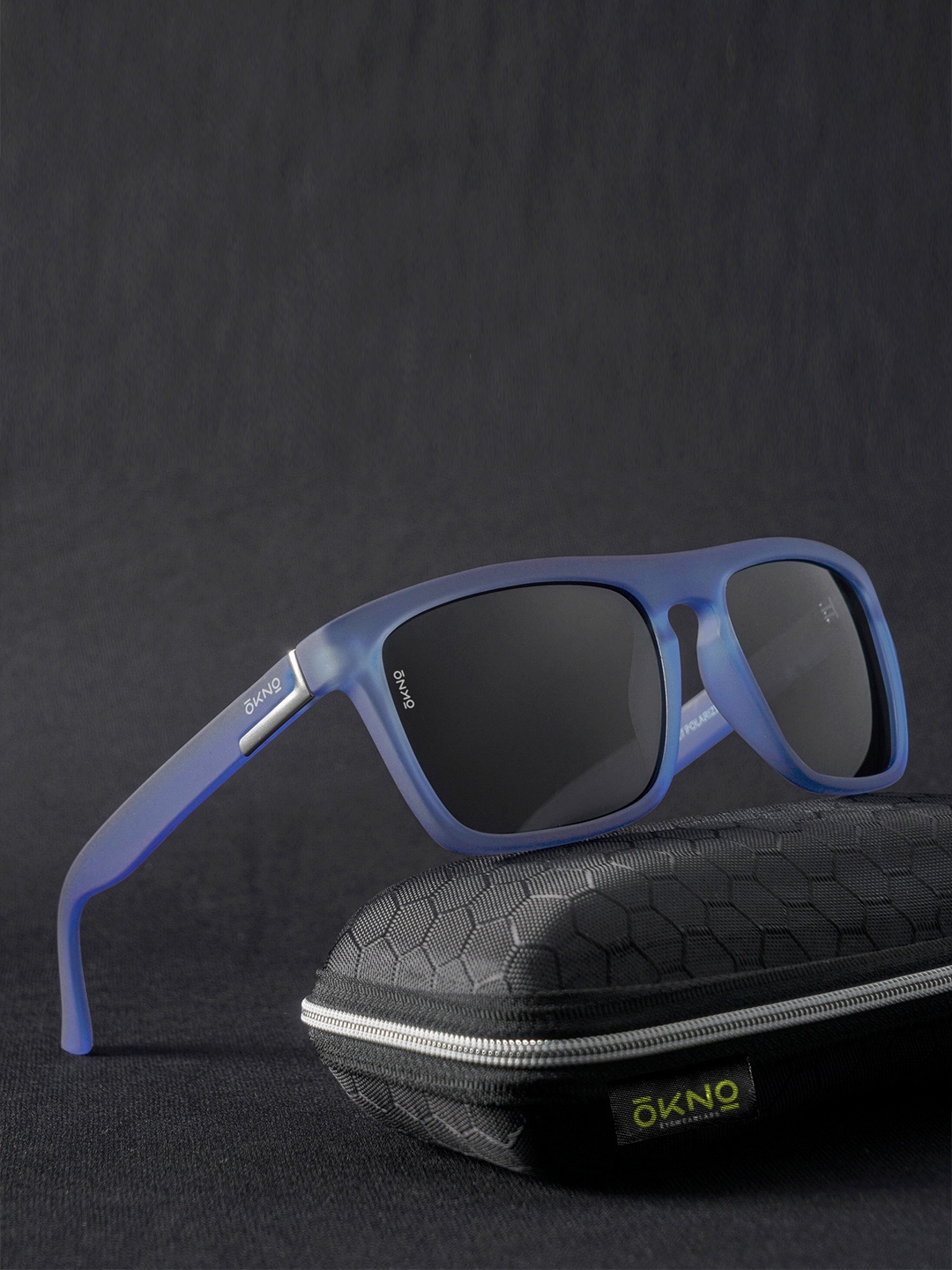 

OKNO Unisex Black Lens & Blue Wayfarer Sunglasses with Polarised Lens