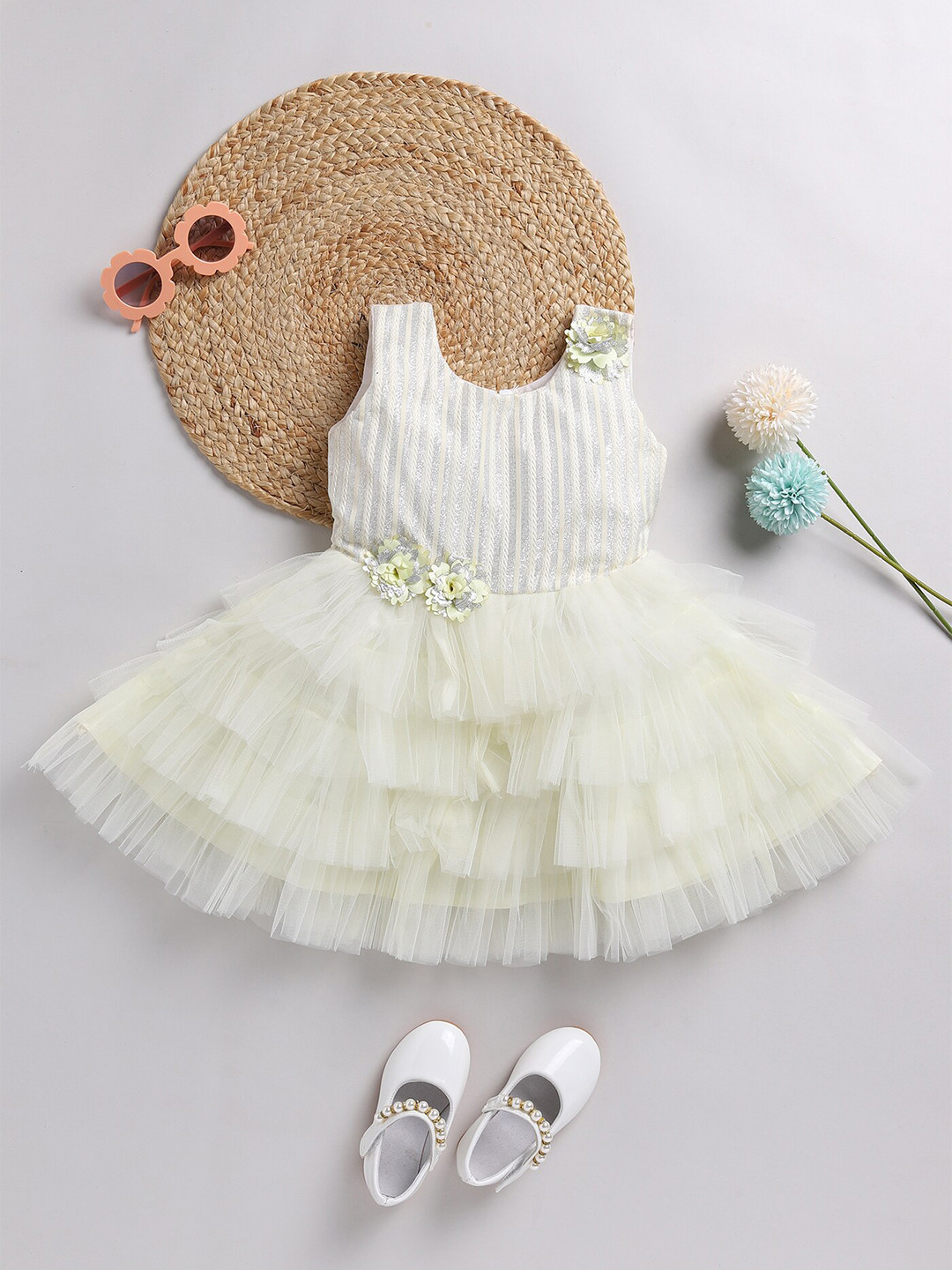 

BAESD Girls Self Design Tulle Net Fit & Flare Dress, Green