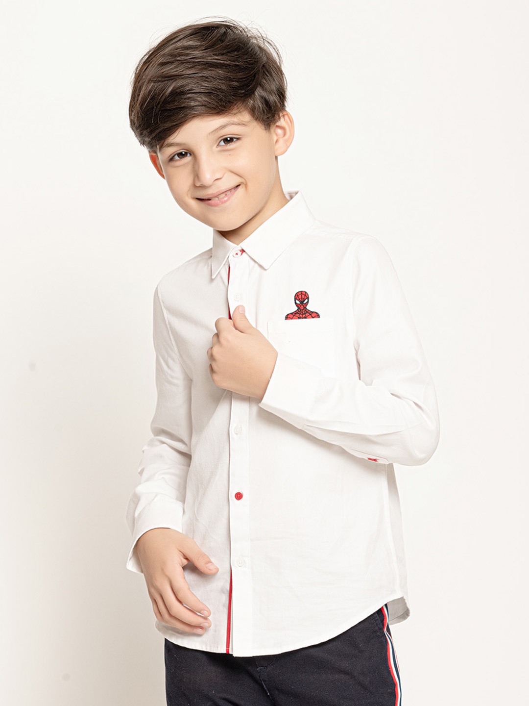 

One Friday Boys Relaxed Semi Sheer Cotton Party Shirt, Off white