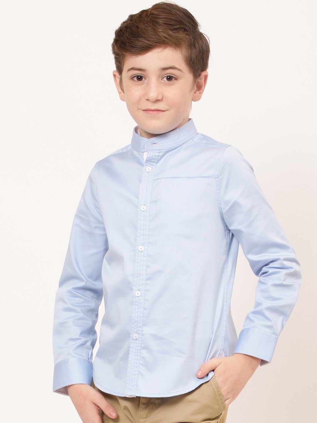 

One Friday Boys Relaxed Semi Sheer Cotton Party Shirt, Blue