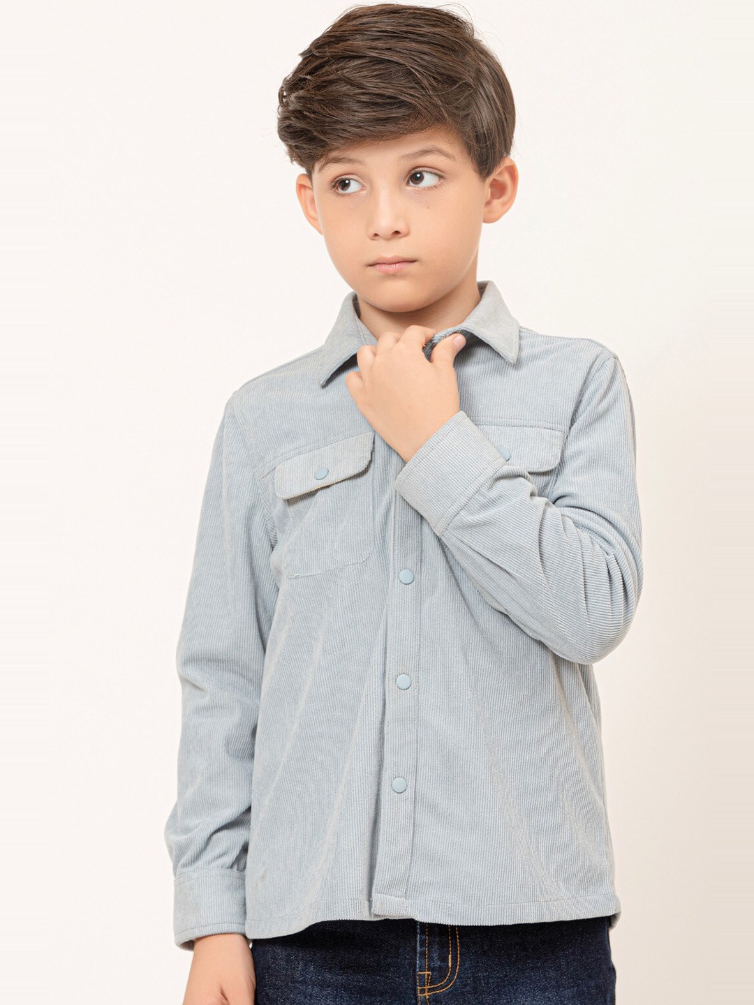 

One Friday Boys Relaxed Textured Casual Shirt, Blue