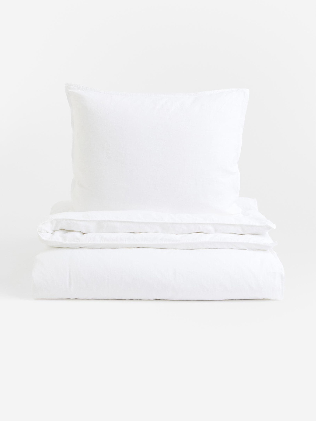 

H&M White Linen-Blend Single Duvet Cover Set