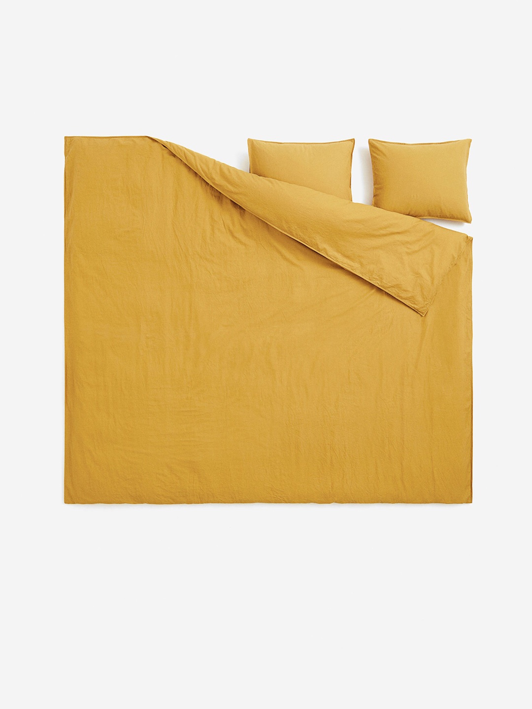

H&M Yellow Linen-Blend Double/King Size Duvet Cover Set