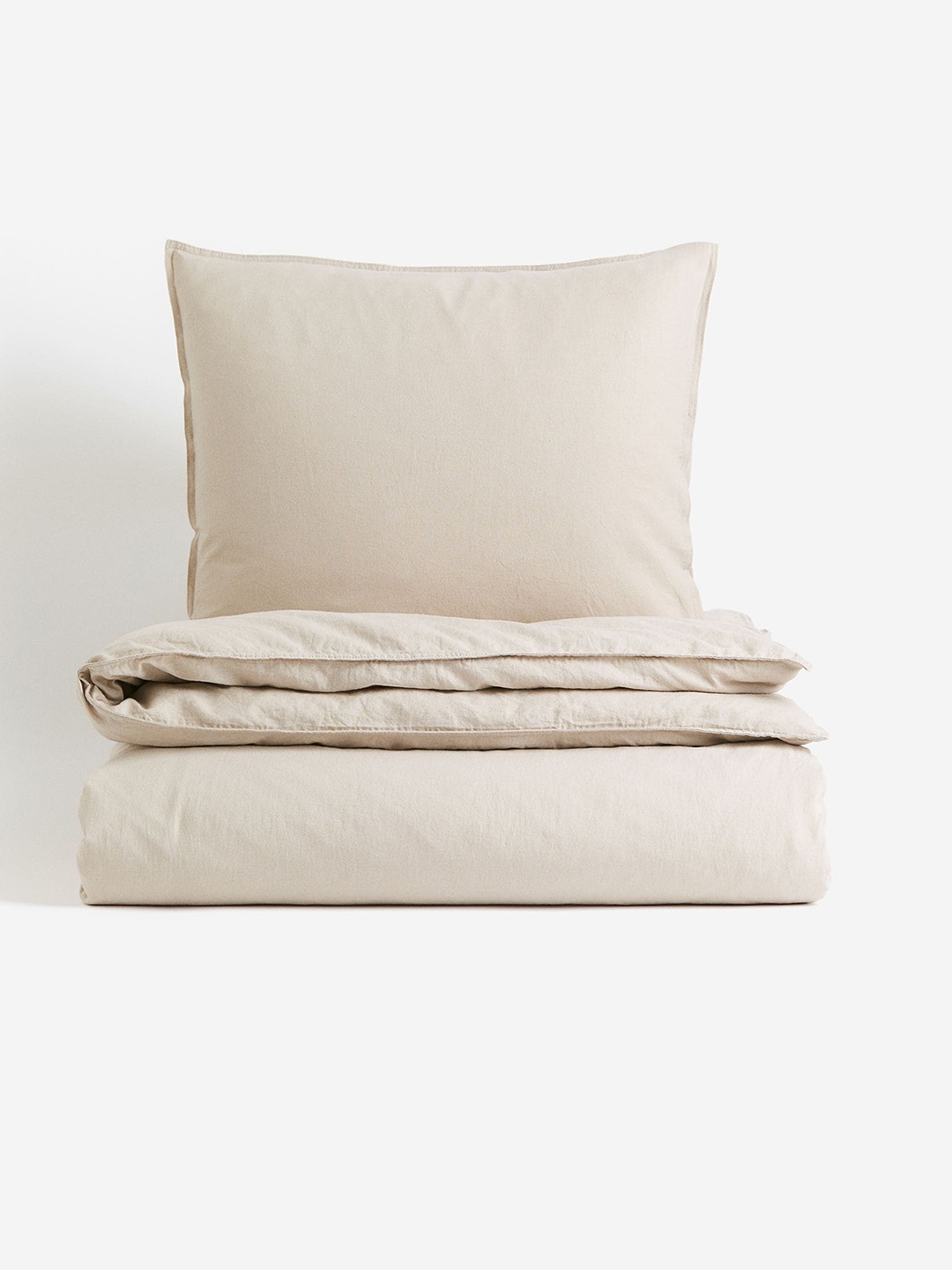 

H&M Beige Linen-Blend Single Duvet Cover Set