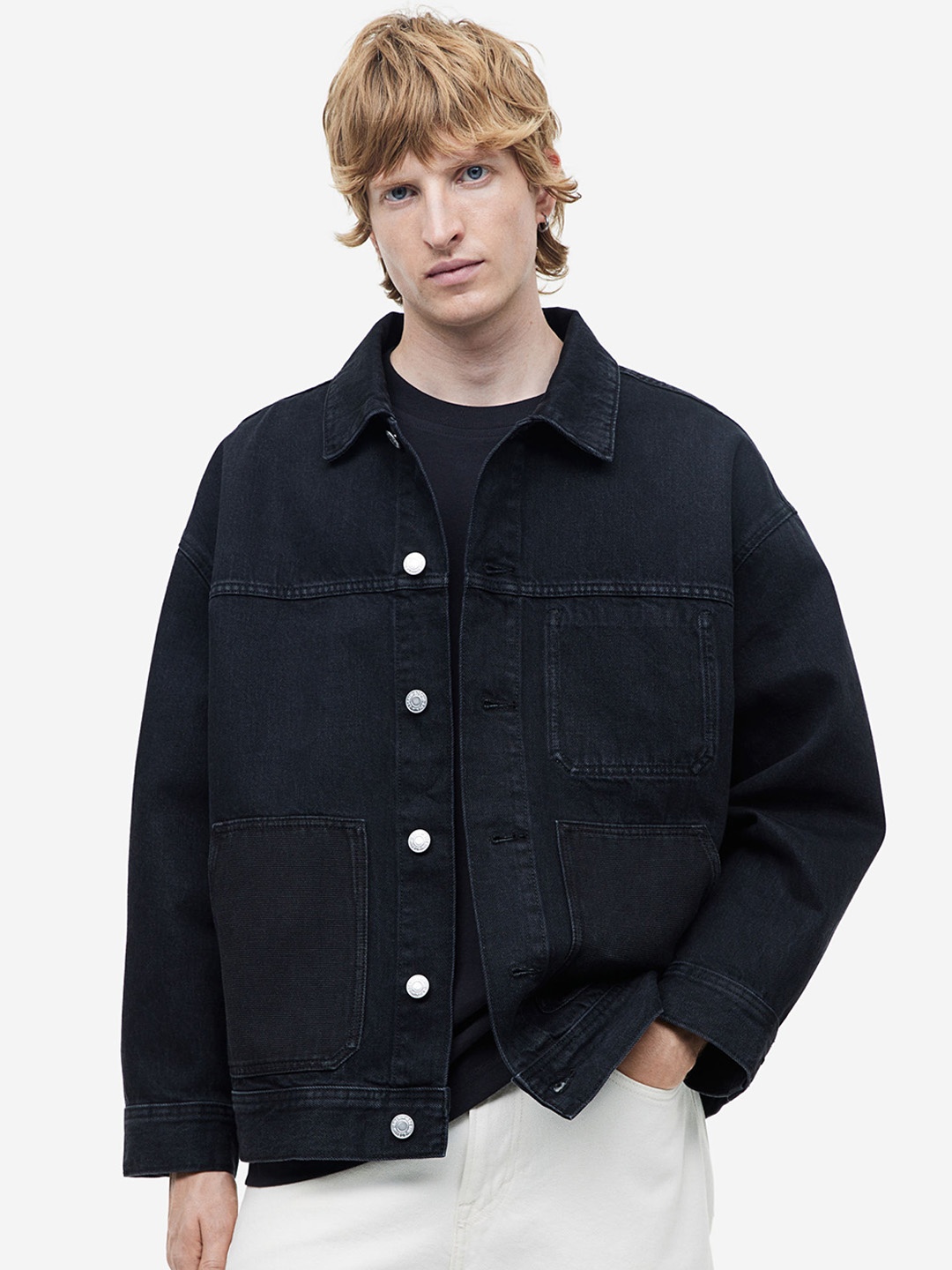 

H&M Relaxed Fit Denim jacket, Black
