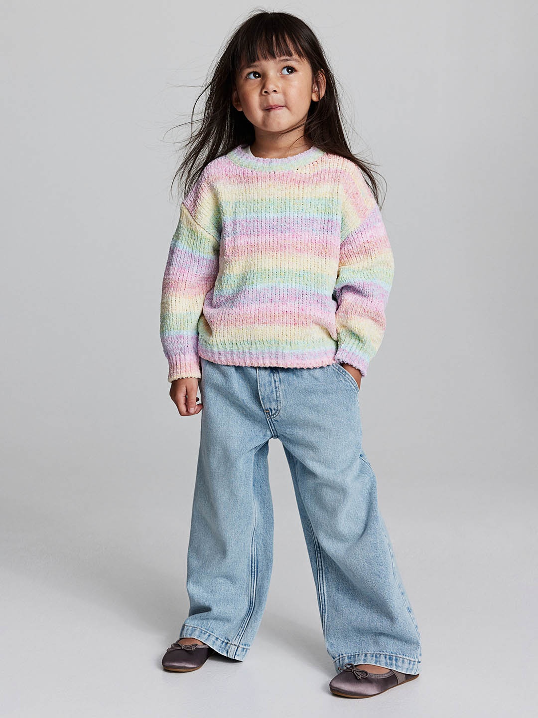 

H&M Girls Knitted Chenille Jumper, Pink