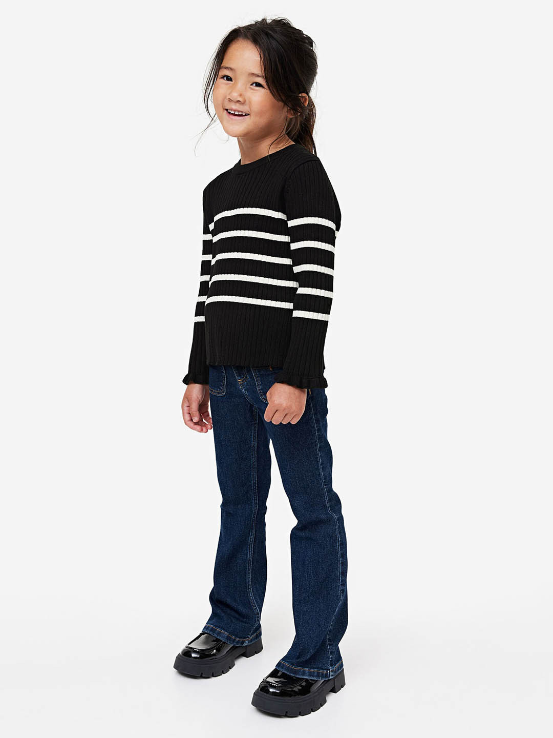 

H&M Girls Rib-Knit Jumper, Black