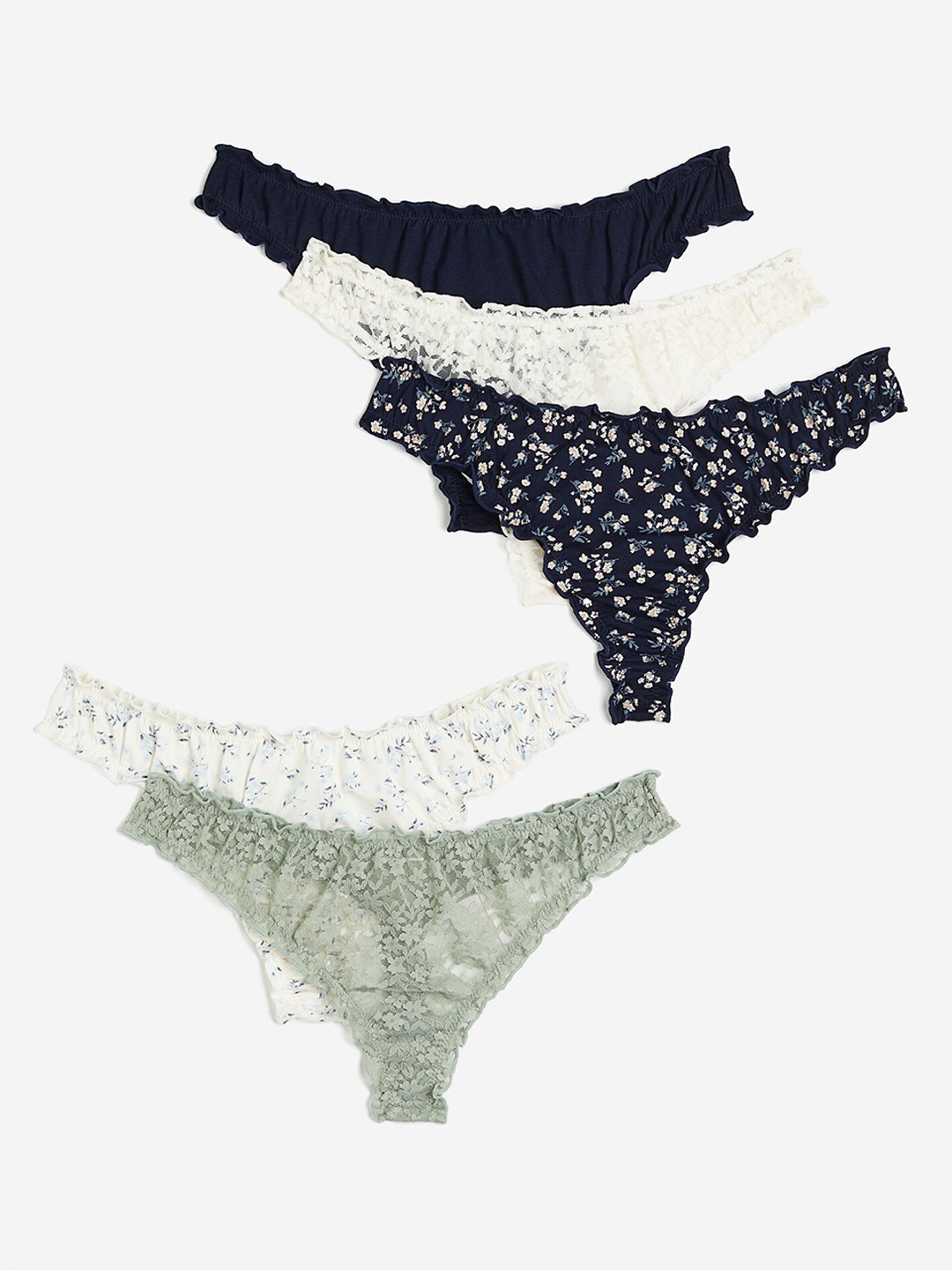 

H&M 5 Pack Thong Briefs, Black