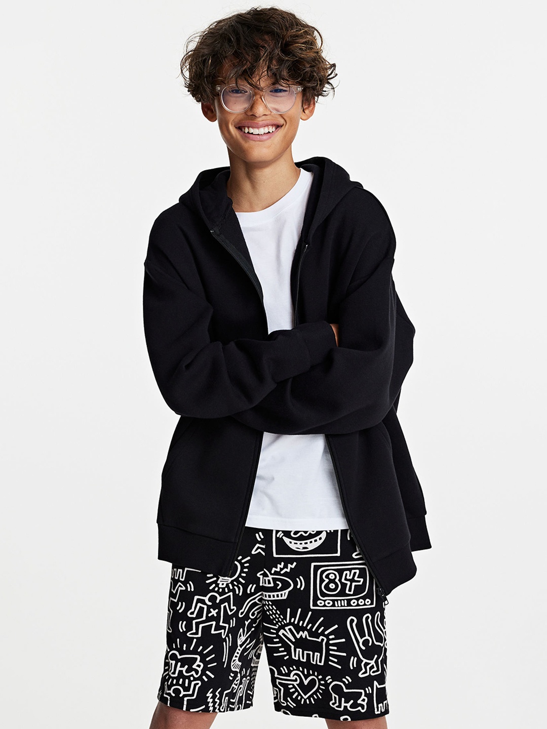 

H&M Boys Printed Sweatshorts, Black