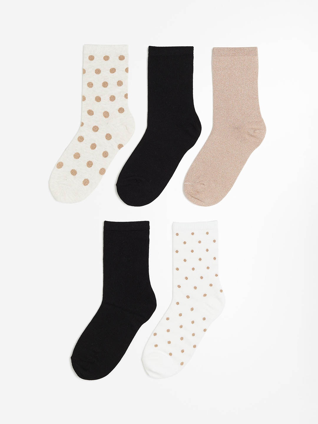 

H&M Women 5-Pack Rib-Knit Socks, Beige