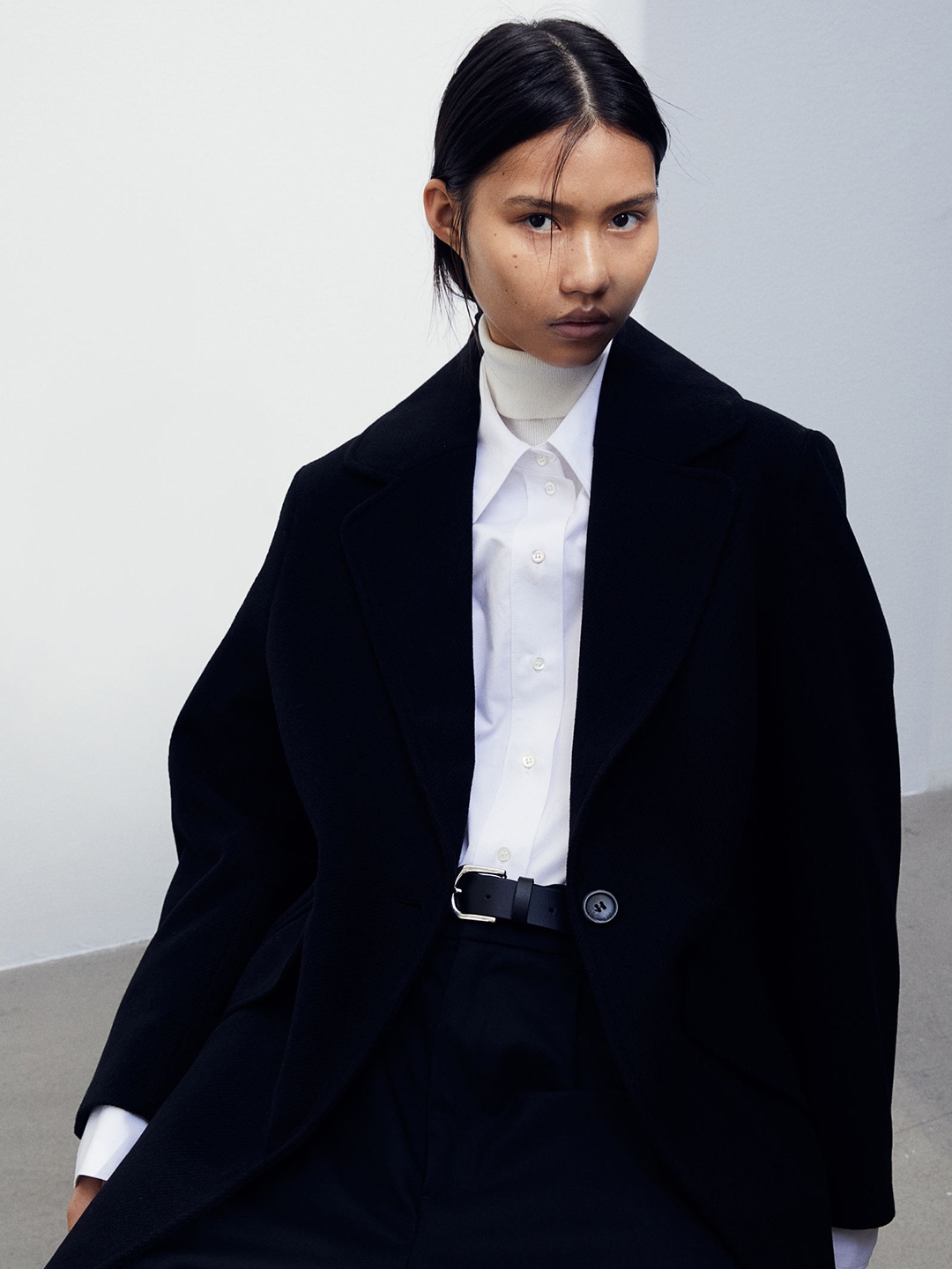 

H&M Twill Coat, Black