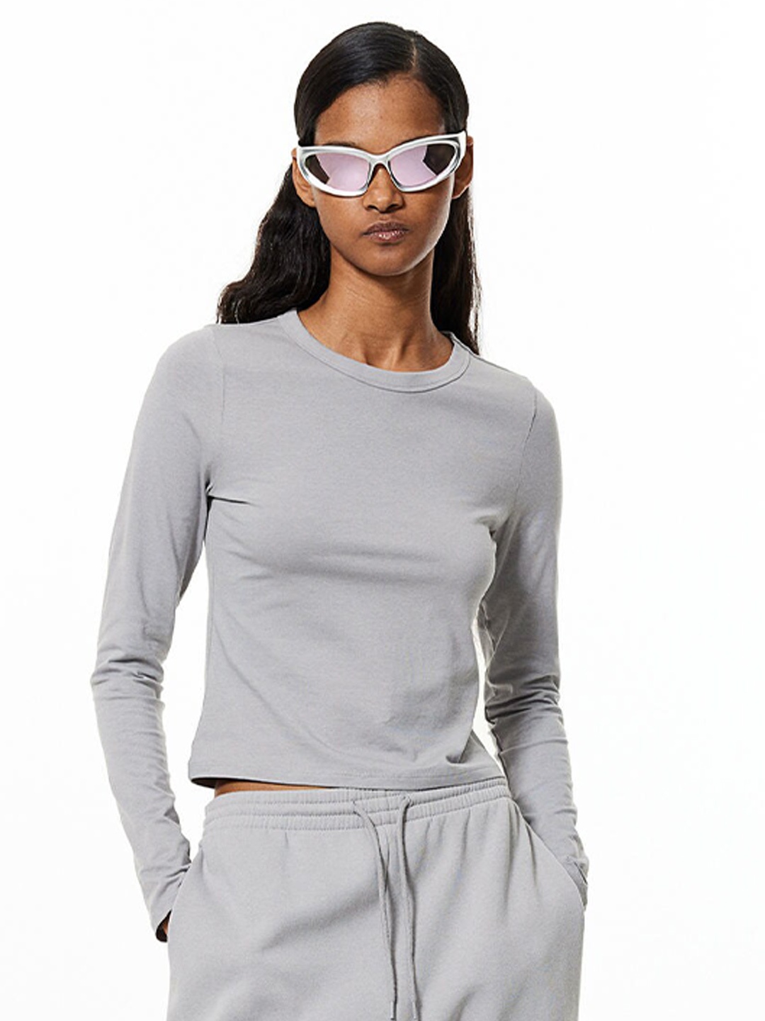 

H&M Long-Sleeved Top, Grey