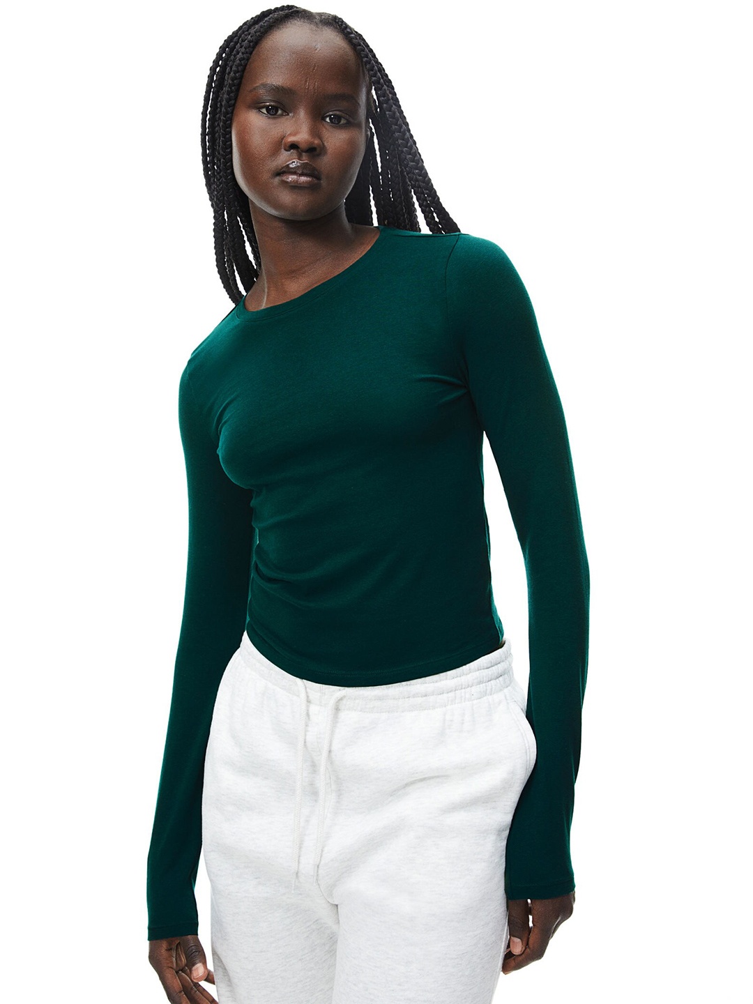 

H&M Short Jersey Top, Green
