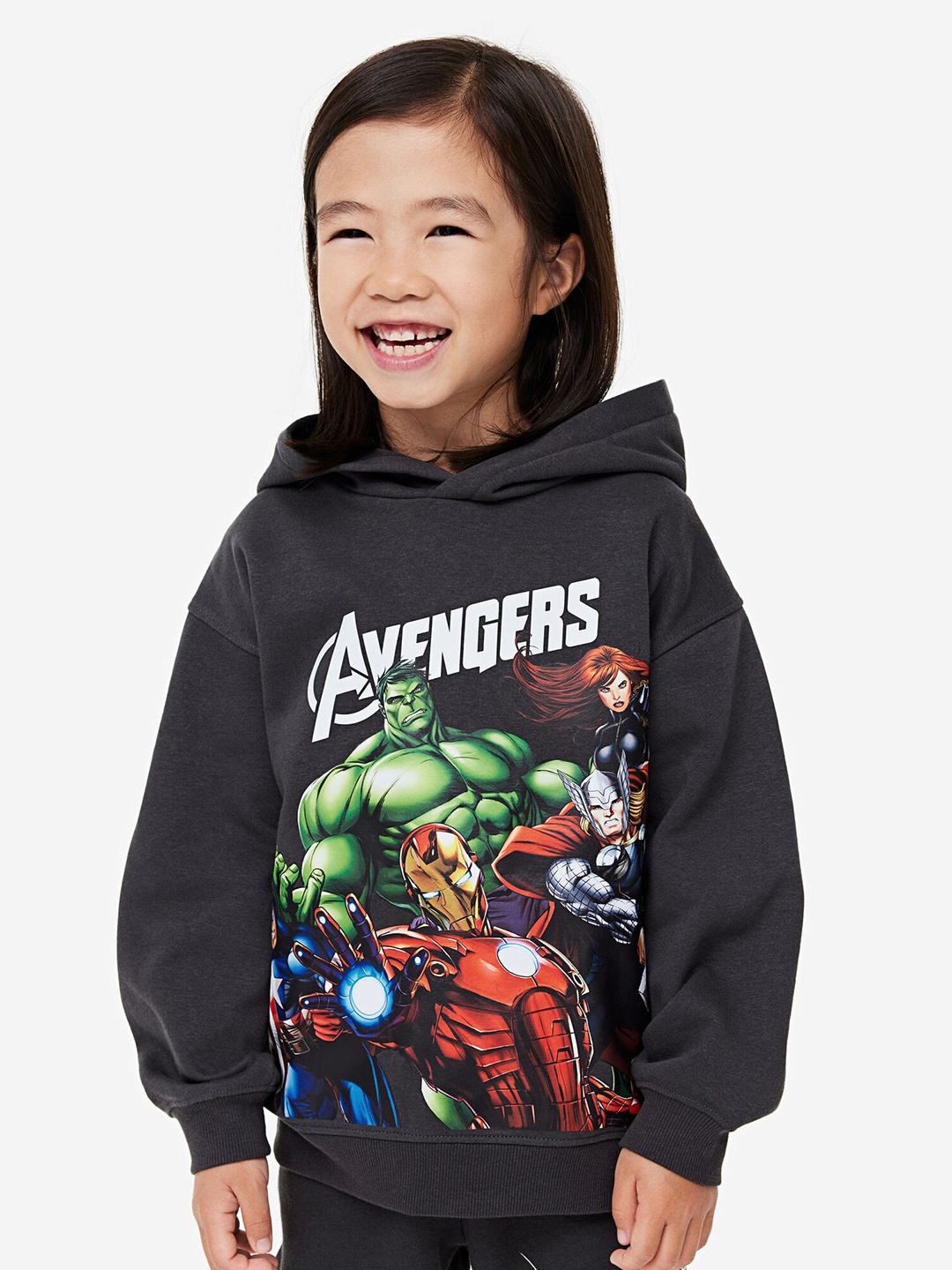 

H&M Girls Printed Hoodie, Grey