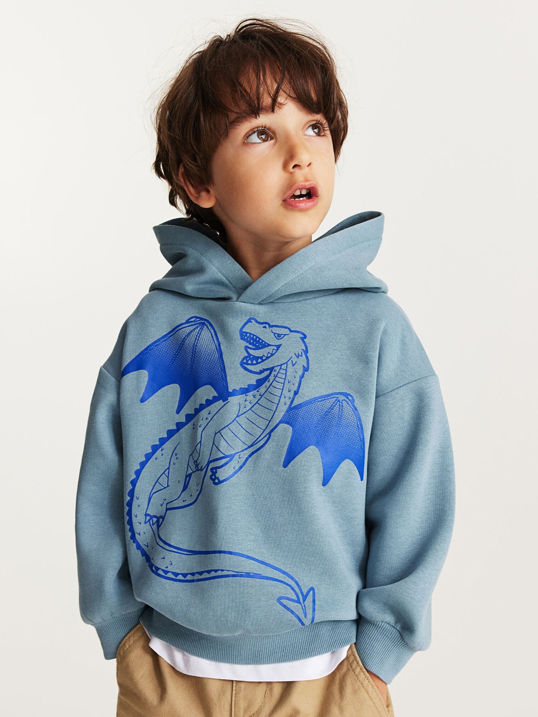 

H&M Boys Printed Hoodie, Turquoise blue