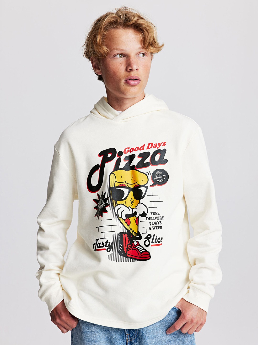 

H&M Boys Printed Hoodie, White