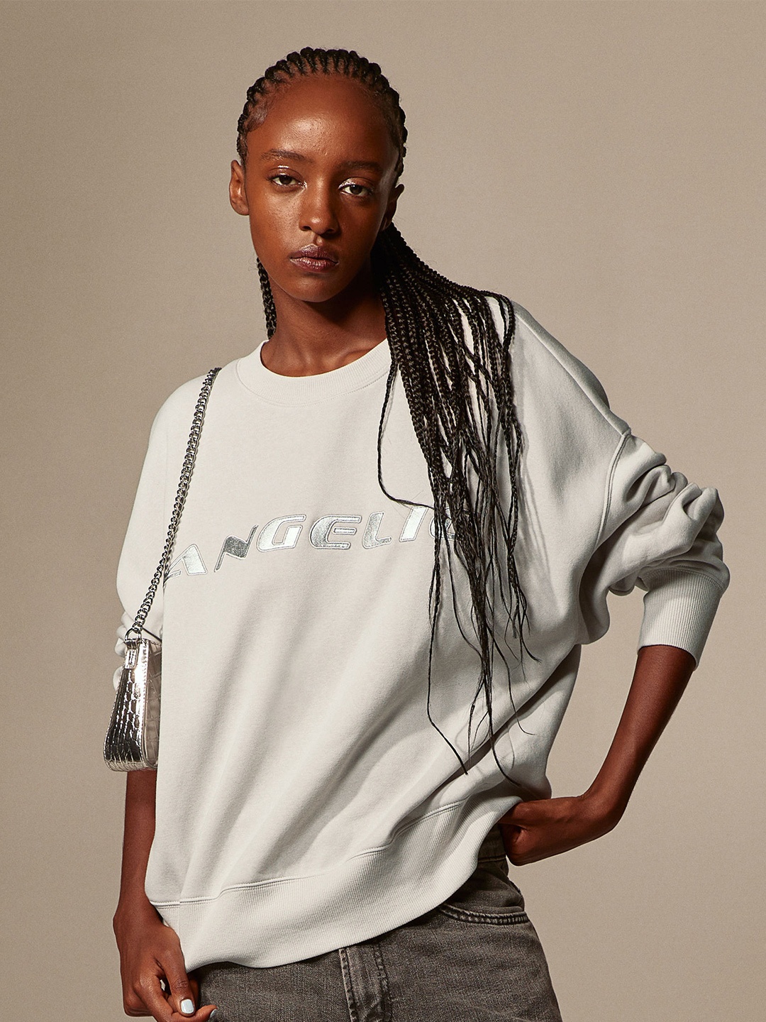 

H&M Oversized Motif-Detail Sweatshirt, Grey