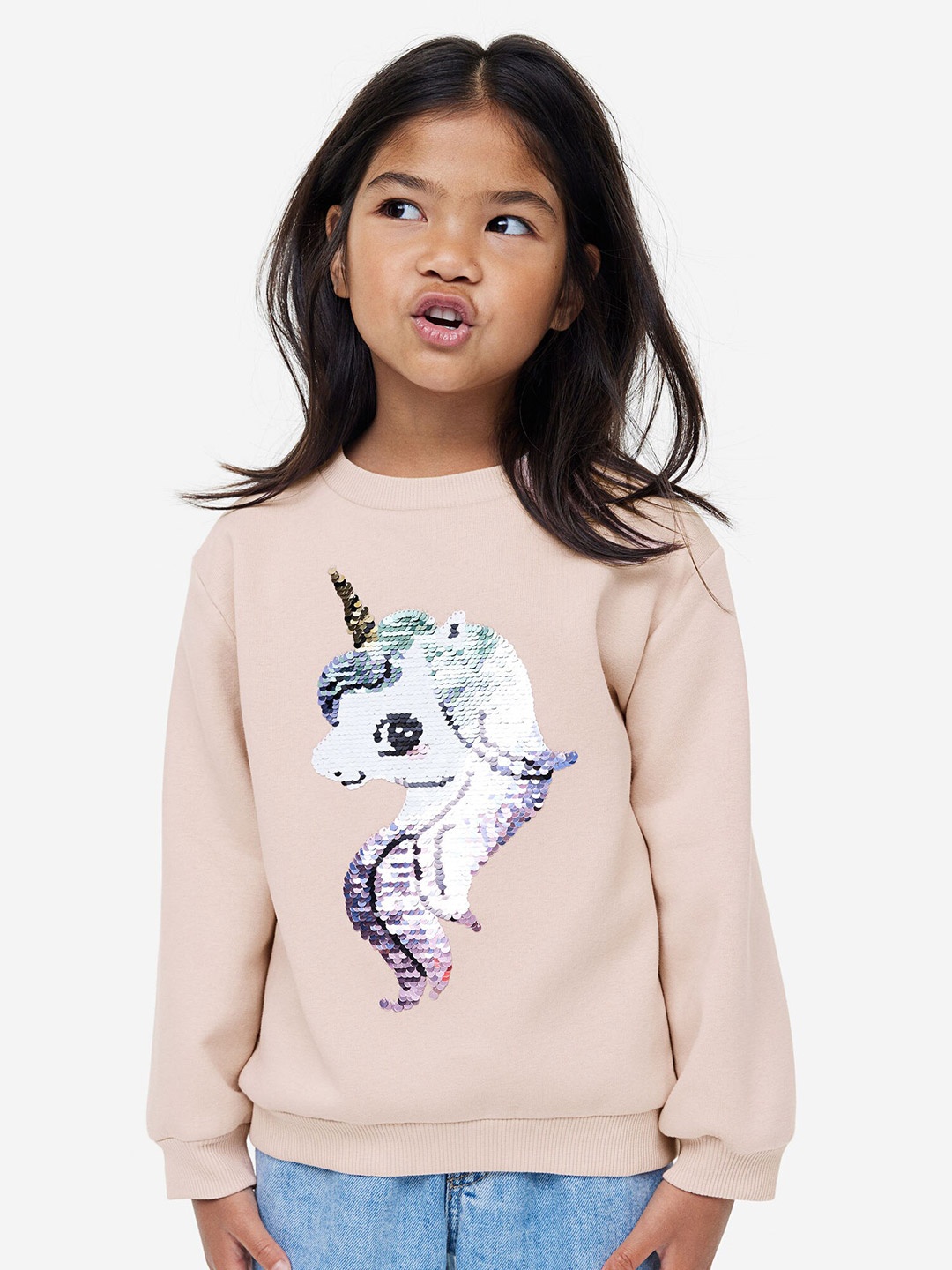 

H&M Girls Reversible Sequin-Motif Sweatshirt, Pink