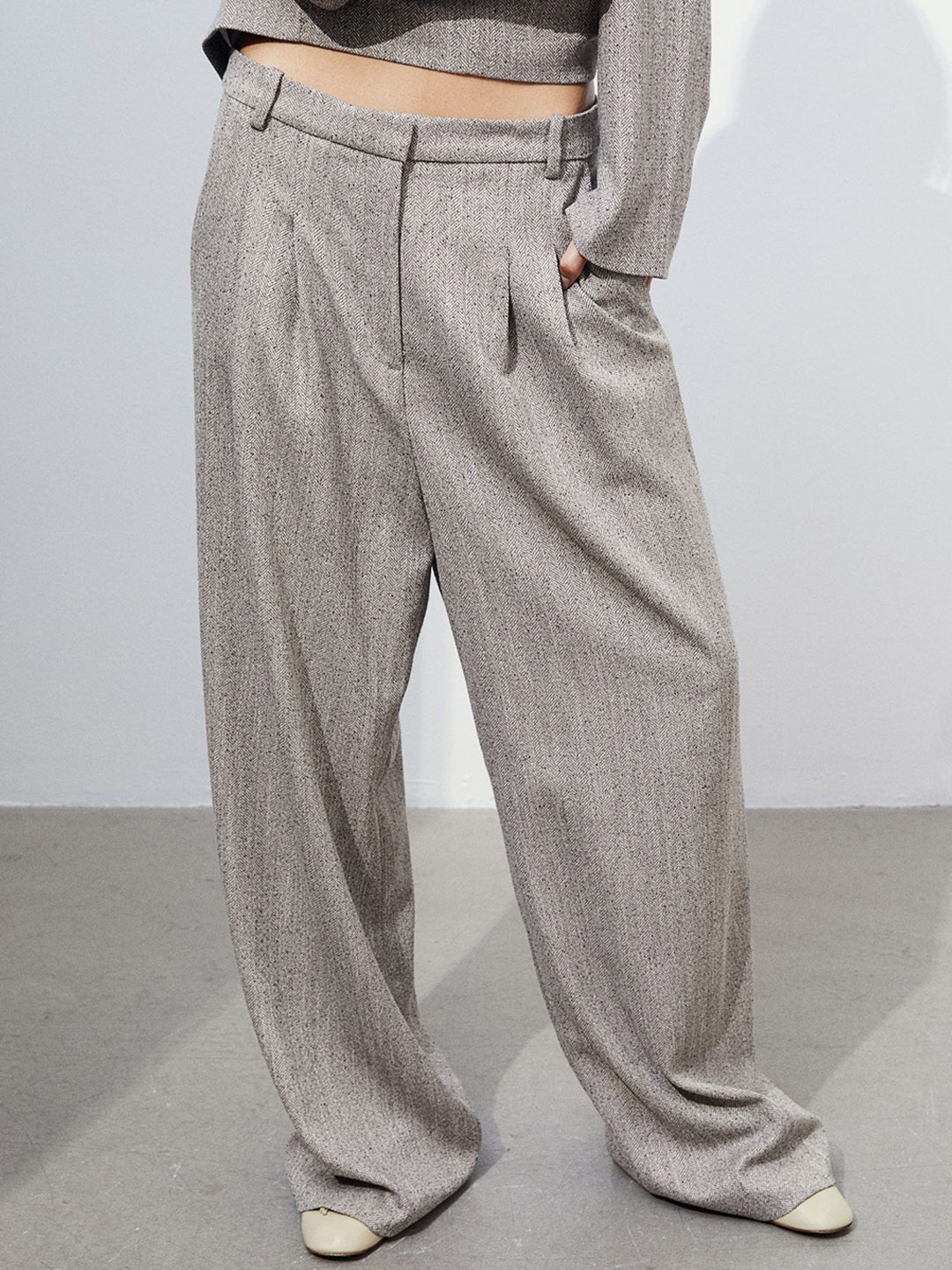 

H&M Women Wide Trousers, Beige