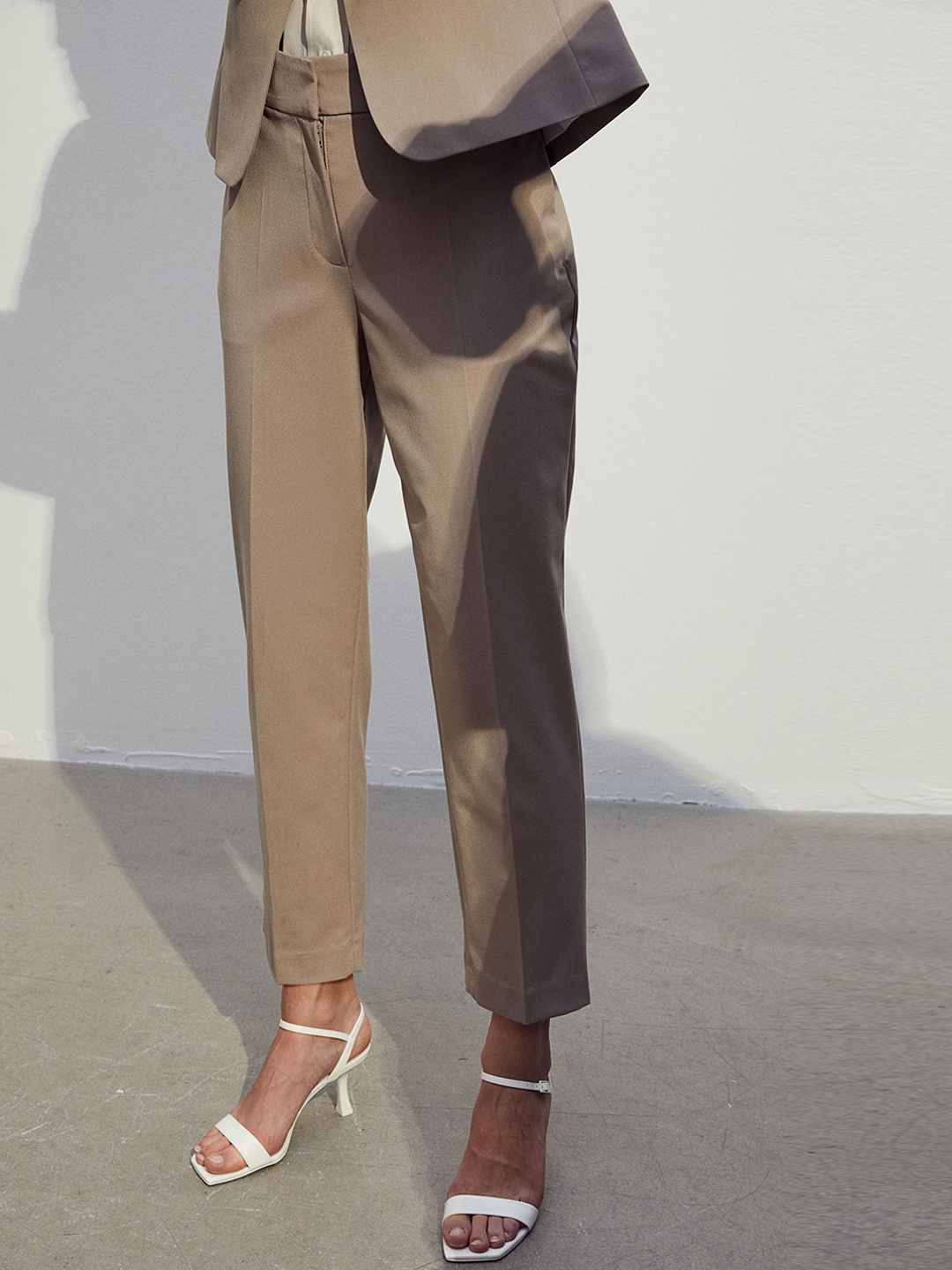 

H&M Women Cigarette Trousers, Beige