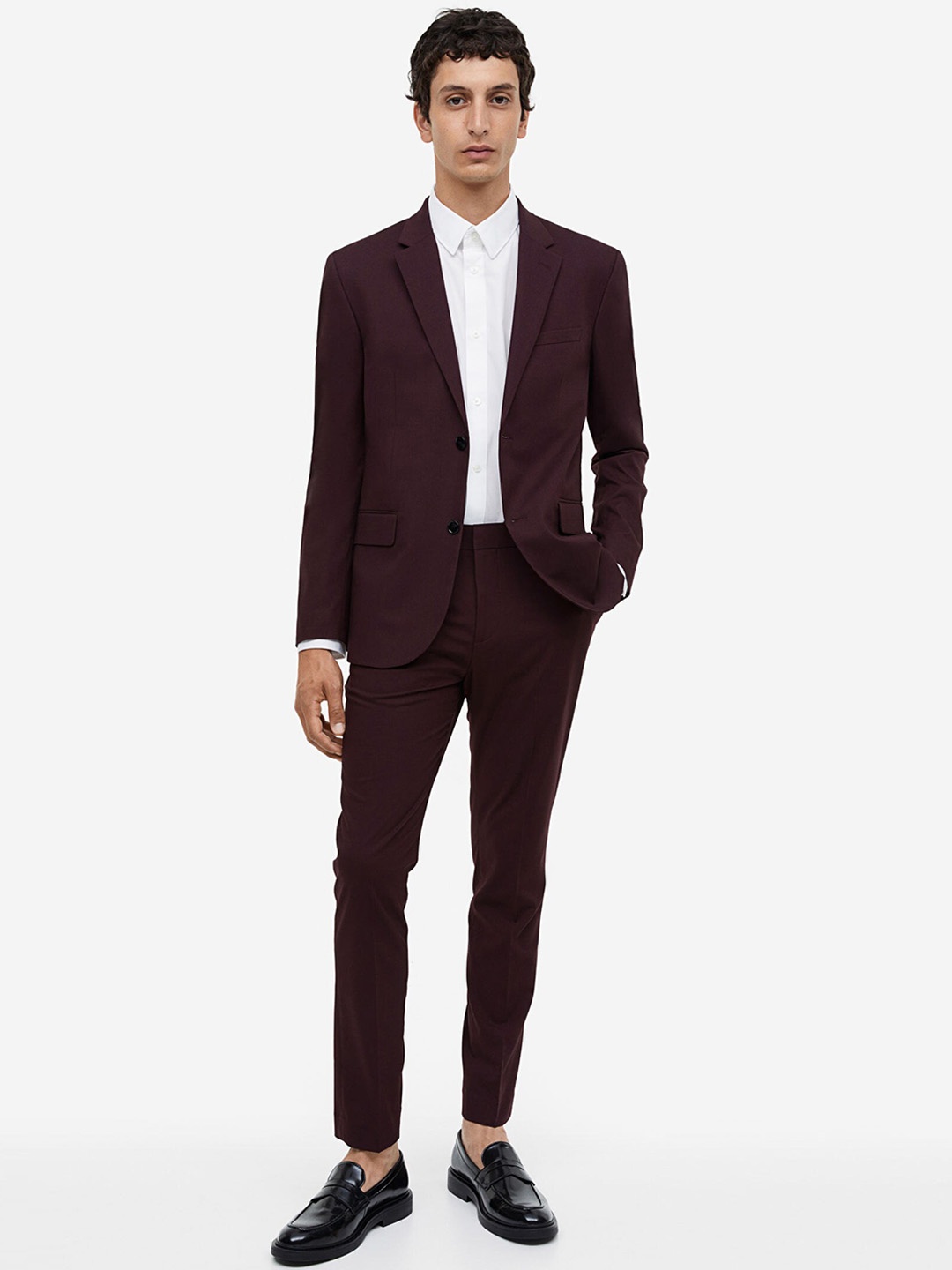 

H&M Men Skinny Fit Suit Trousers, Maroon