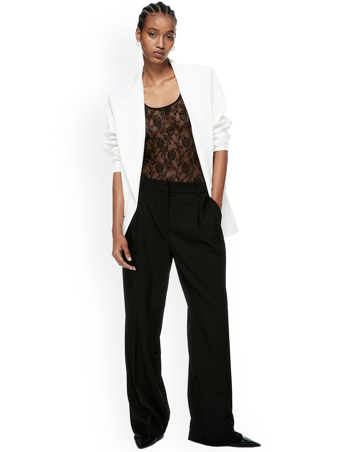 

H&M Women Wide Trousers, Black