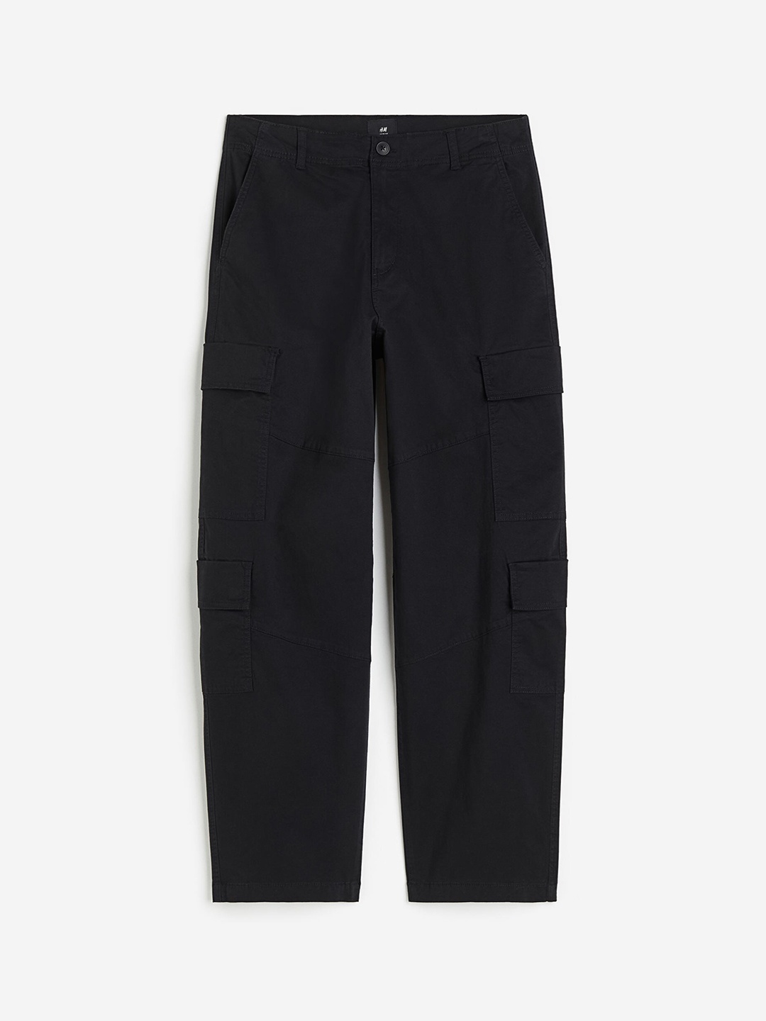 

H&M Men Loose Fit Cargo Trousers, Black