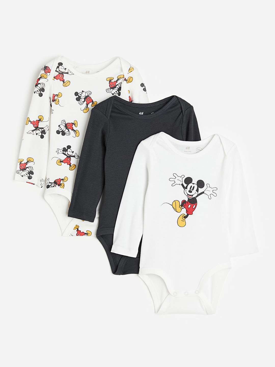 

H&M Boys 3 Pack Long Sleeved Bodysuits, White
