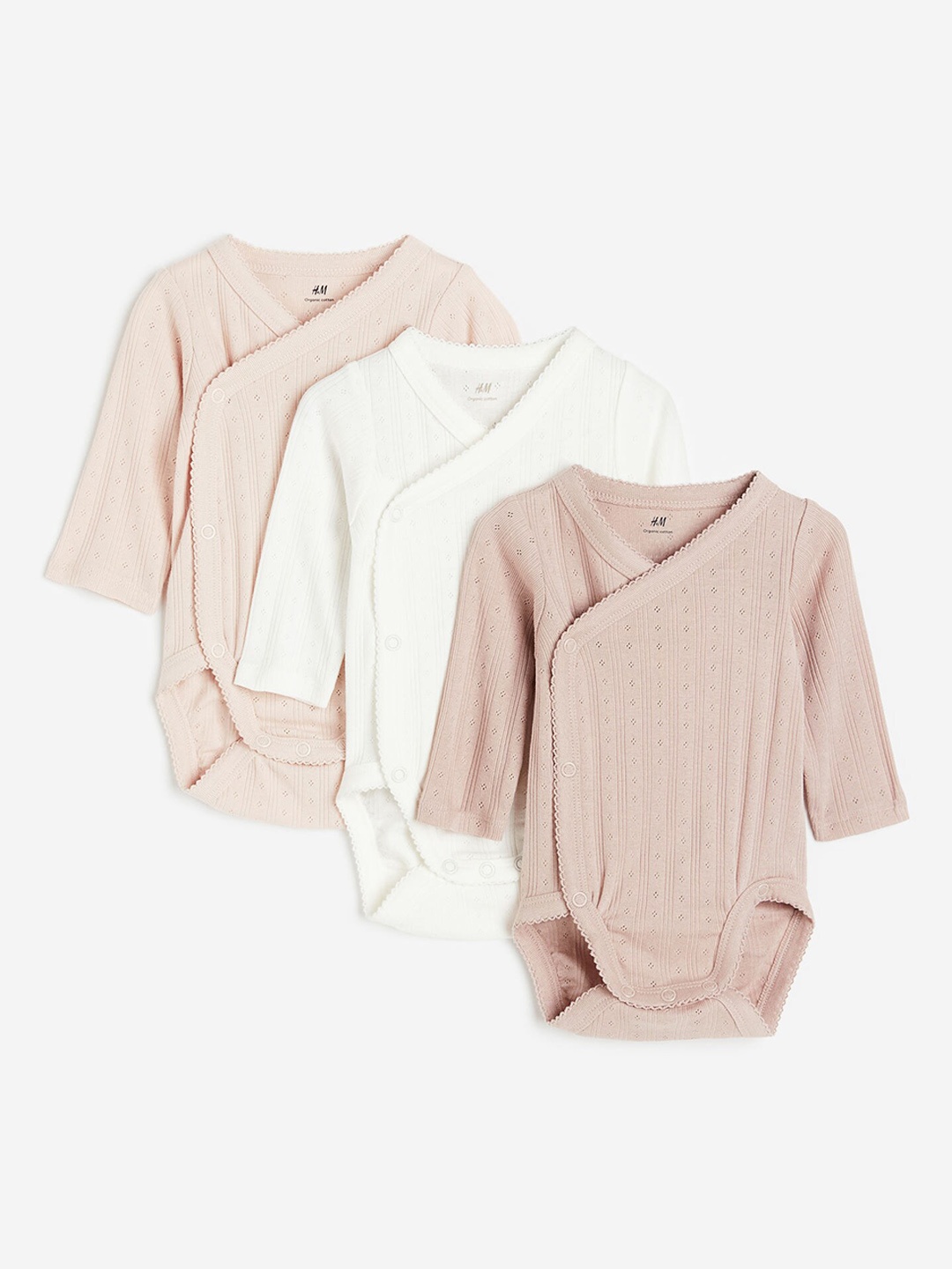 

H&M Infant Boys 3 Pack Wrapover Bodysuits, Pink