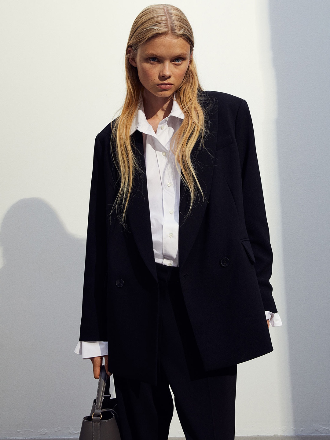 

H&M Double Breasted Blazer, Black