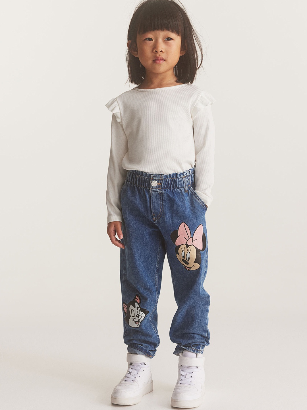 

H&M Girls Relaxed Fit Paper Bag Jeans, Blue