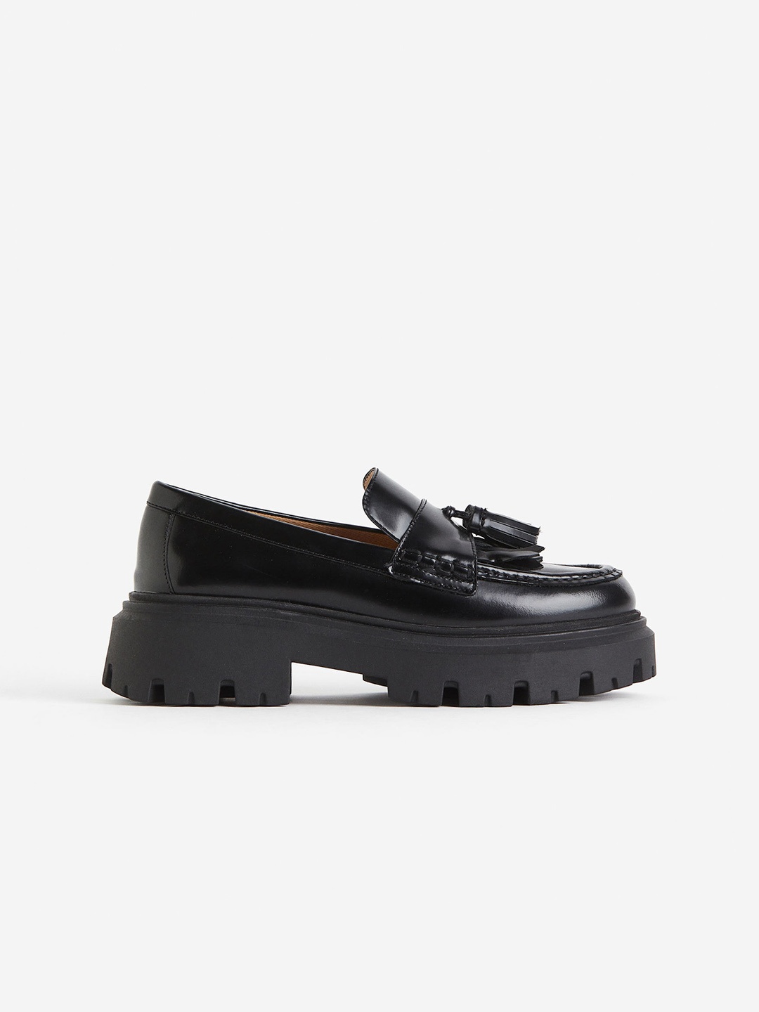 

H&M Women Chunky Leather Loafers, Black