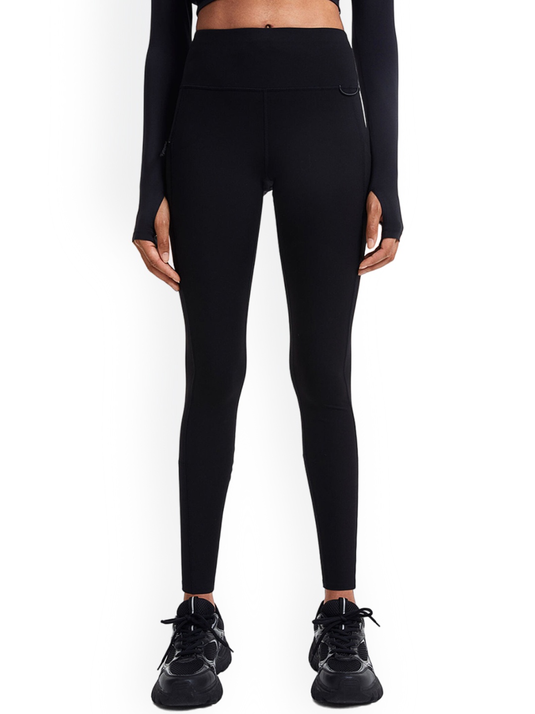 

H&M DryMove Pocket-Detail Running Tights, Black