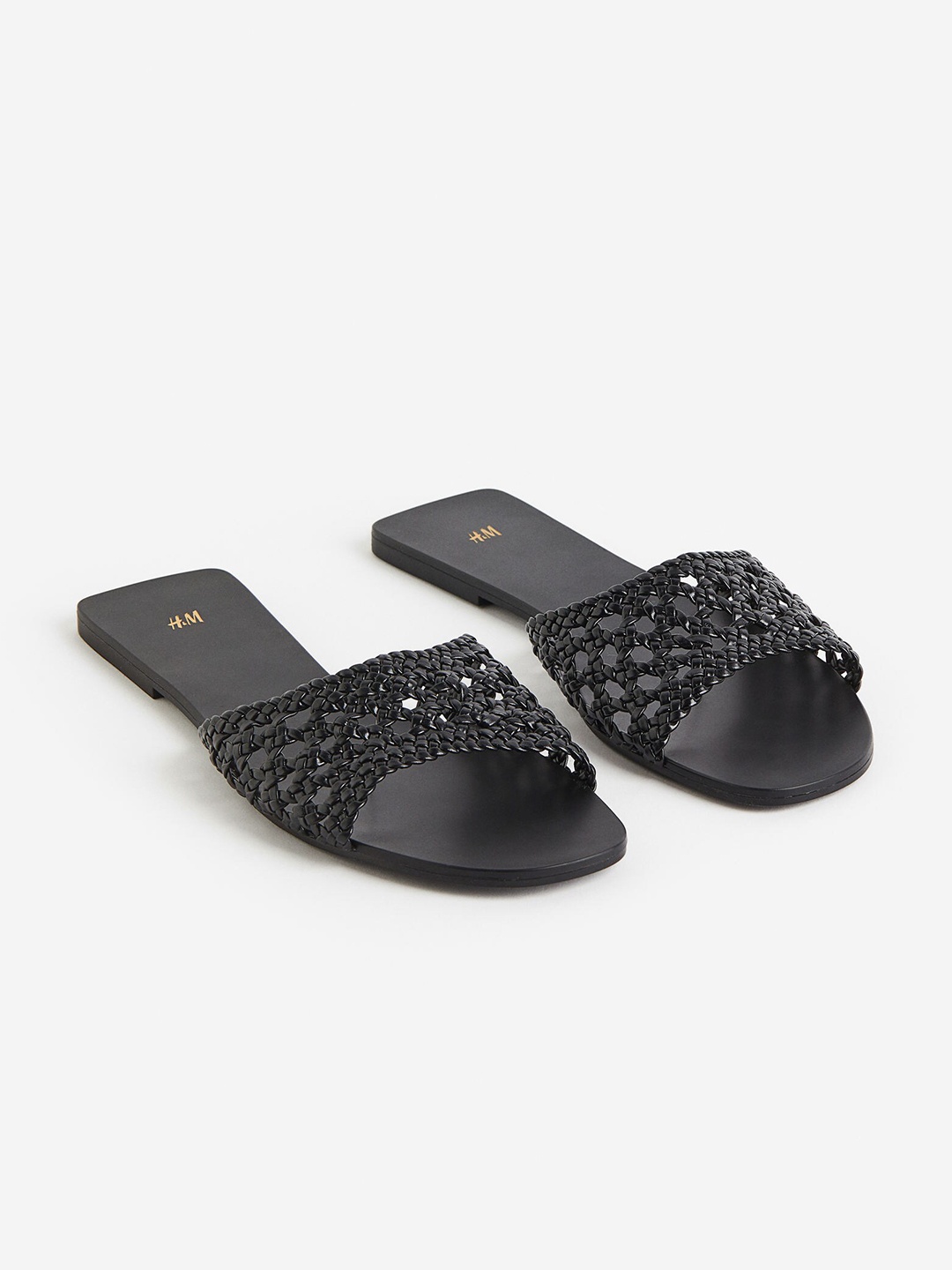 

H&M Braided-Detail Slides, Black