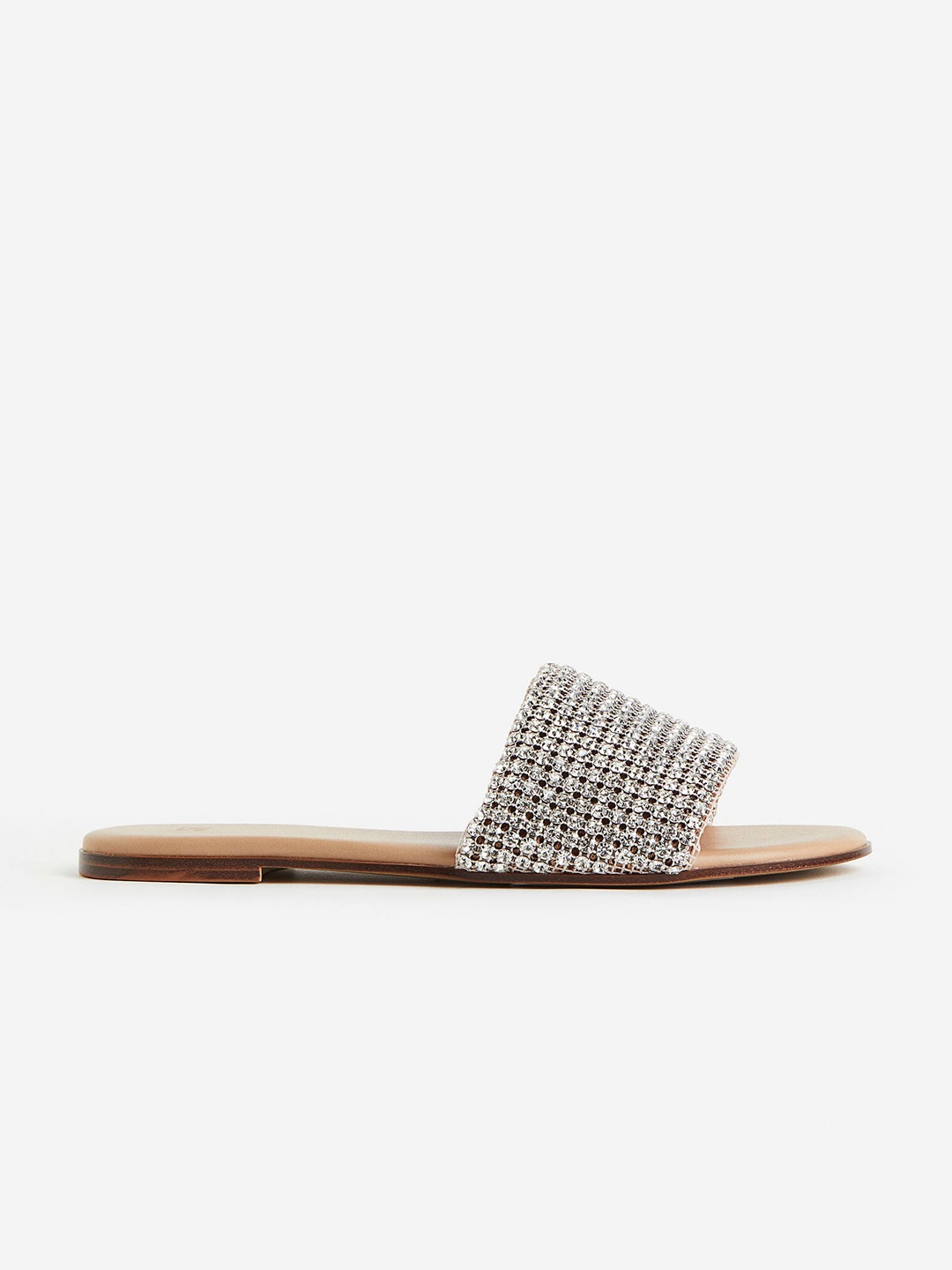

H&M Rhinestone Embellished Mules, Beige