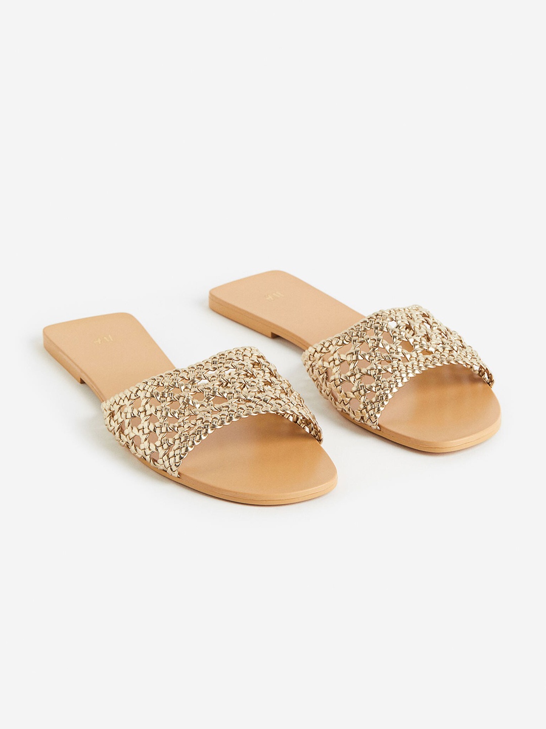 

H&M Braided-Detail Slides, Gold