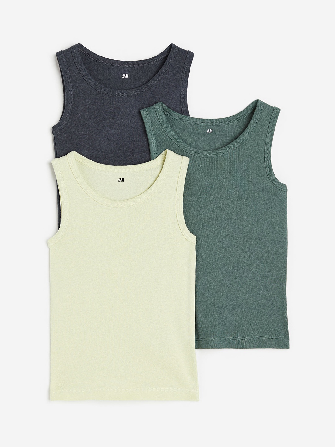 

H&M Boys 3 Pack Vest Tops, Green