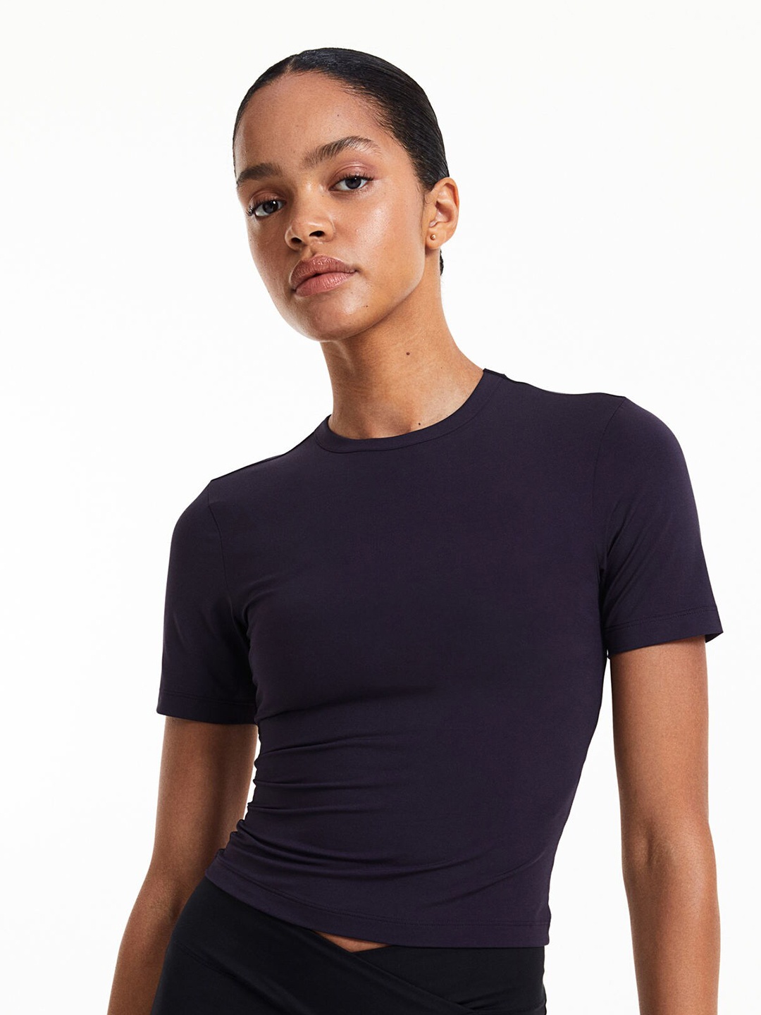 

H&M DryMove Cropped Sports Top, Purple