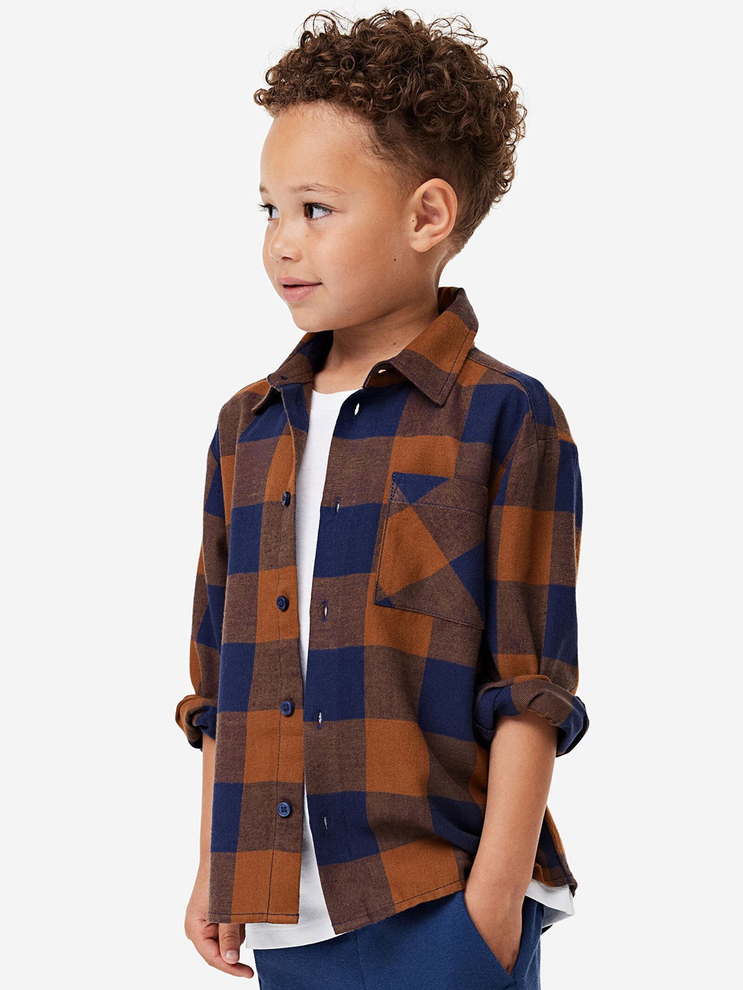

H&M Boys Cotton Flannel Shirt, Brown
