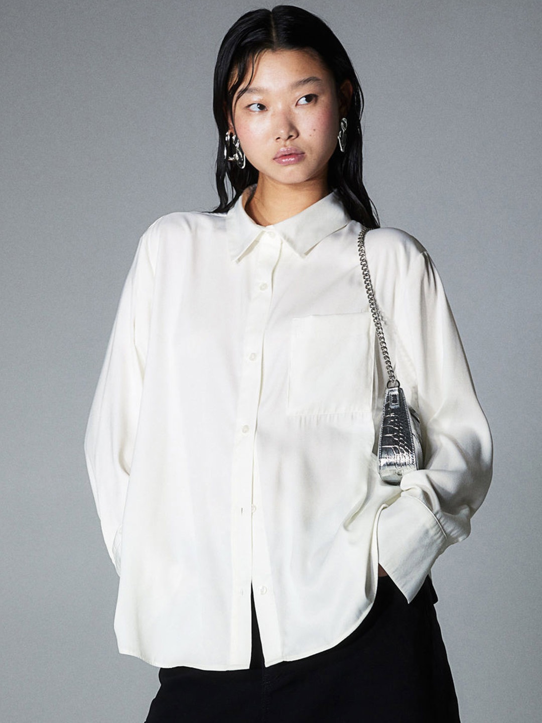 

H&M Shirt With A Sheen, White