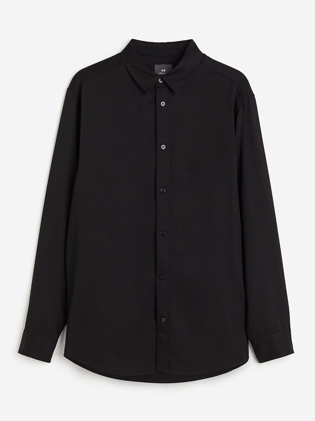 

H&M Regular Fit Patterned Lyocell Shirt, Black