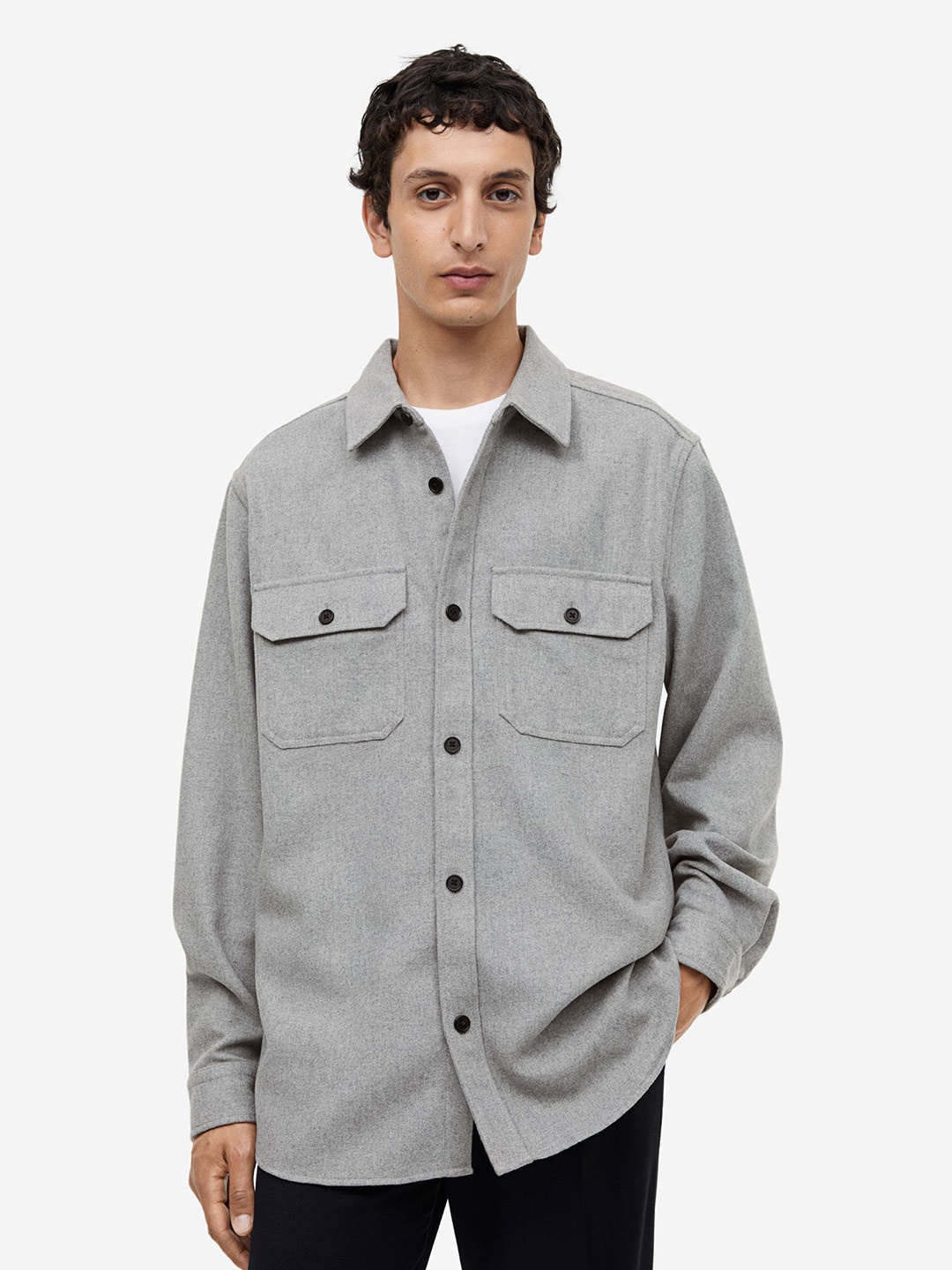 

H&M Twill Overshirt, Grey